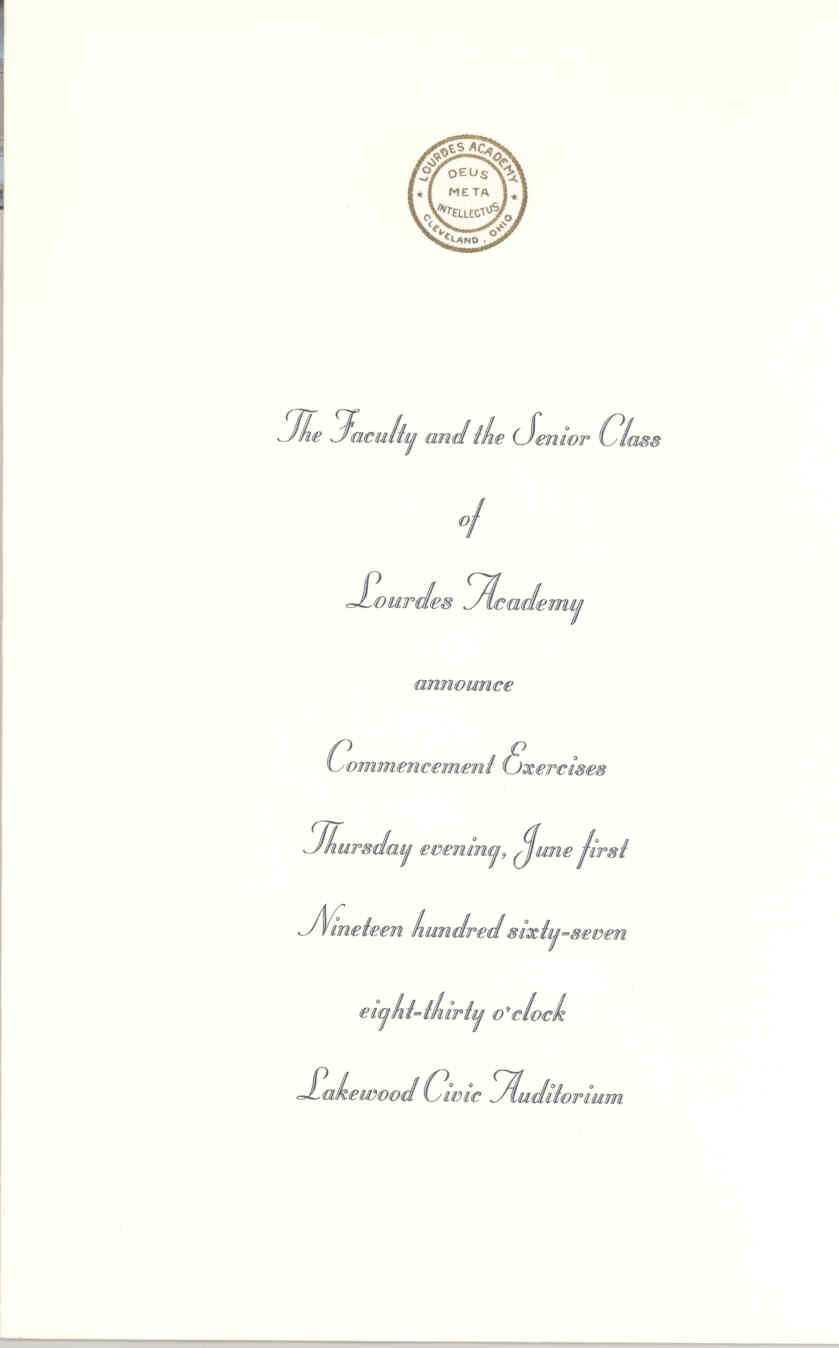 Lourdes Academy - Class of 1967 - Graduation Invitation